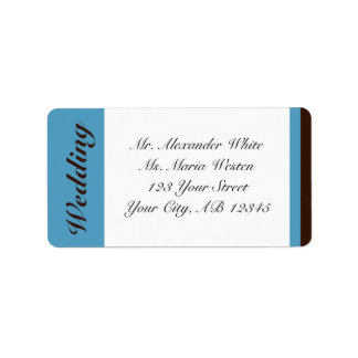 Blue Stripe Chocolate Brown Wedding Address Labels