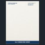 Blue stripe ecru professional business company letterhead<br><div class="desc">Make a memorable impression with these contemporary colour stripe letterhead. This fully customizable business stationery is perfect for consulting or service businesses that need to project a polish and professional image. Your name is set boldly in a modern typeface that command attention. Important contact info is set on the opposite...</div>