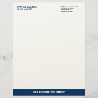 Blue stripe ecru professional business company letterhead