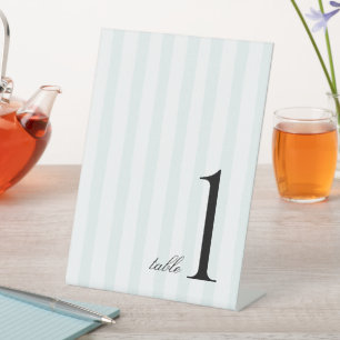 Blue Stripe Elegant Customizable Table Number Pedestal Sign