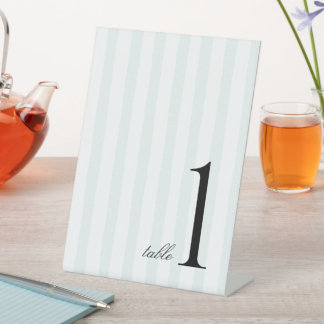 Blue Stripe Elegant Customizable Table Number Pedestal Sign