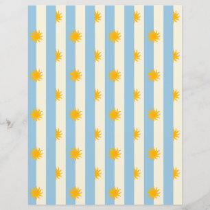 Blue Stripe Gold Sunburst Scrapbook Paper - L