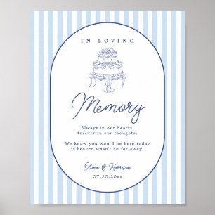 Blue Stripe Hand Drawn Wedding Memorial Sign
