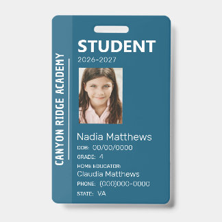 Blue Stripe Homeschool Student ID Badge