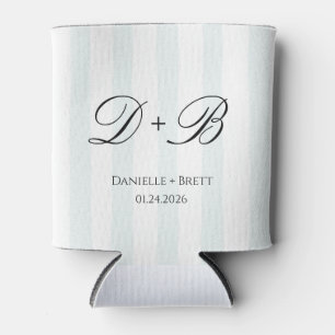 Blue Stripe Initial Monogram Wedding Favour Can Cooler