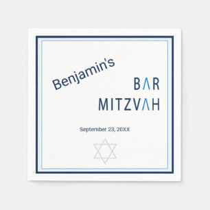 Blue Stripe Modern Bar Mitzvah Napkin