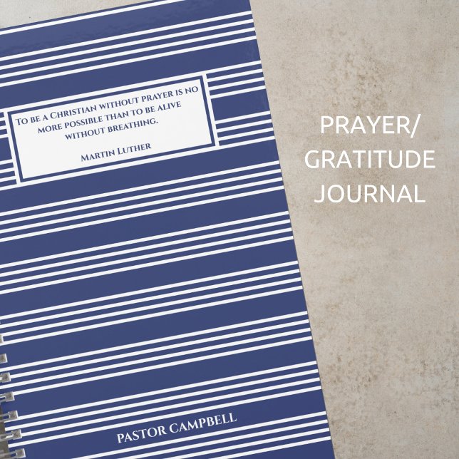 Blue Stripe Modern Quote Personalized Prayer Notebook (Creator Uploaded)