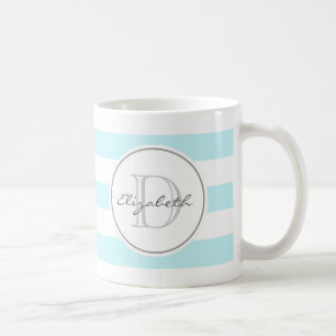 Blue Stripe Monogrammed Mug