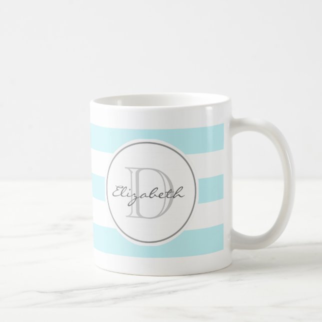 Blue Stripe Monogrammed Mug (Right)