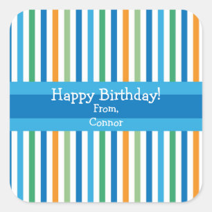 Blue Stripe Personalized Gift Stickers