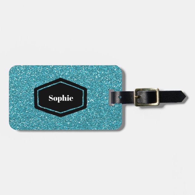 Blue stripe Personalized Luggage Tag (Front Horizontal)