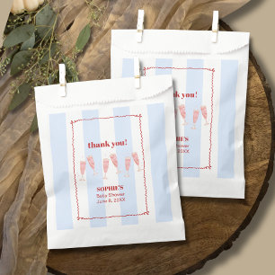 Blue Stripe Red Border Brunch & Bubbly Baby Shower Favour Bag