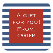 Blue Stripe Red Frame Personalized Gift Sticker