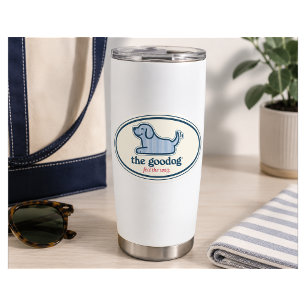 Blue Stripe Seersucker Preppy Dog Oval