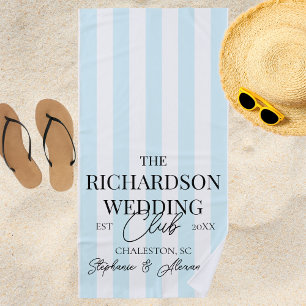 Blue Stripe Social Club Custom Wedding Merch Favou Beach Towel