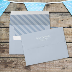 Blue Striped Basic Return Address Calligraphy Envelope