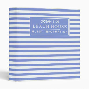 Blue Striped Beach House Rental Guest Information Binder