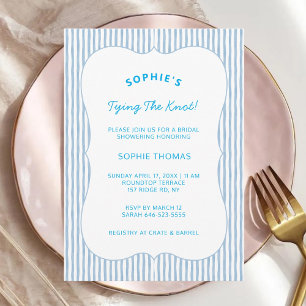 Blue Striped Bridal Shower Wedding Bachelorette Invitation