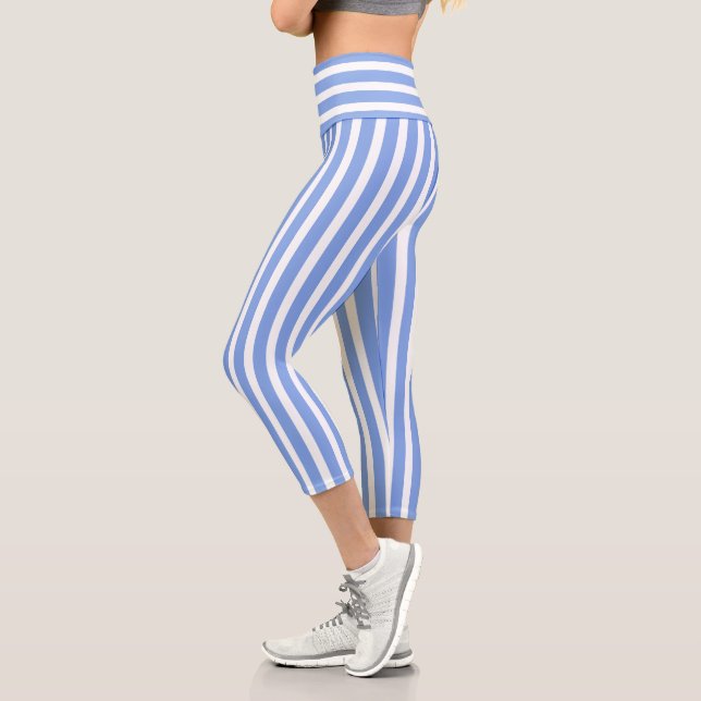Blue Striped Capri Leggings (Left)