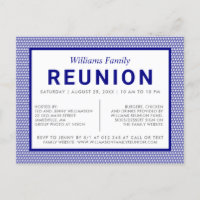 Blue Striped Family Reunion Postcard Invitation