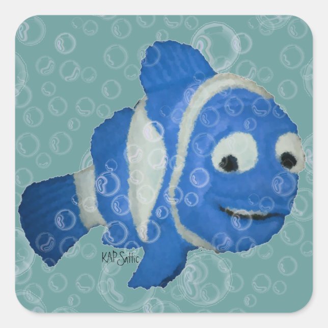 Blue Striped Fish Square Sticker (Front)