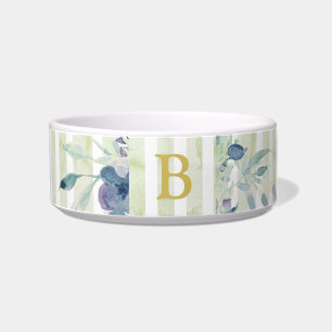 Blue striped, floral, french inspired monogrammed bowl