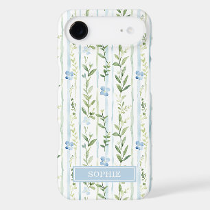 Blue Striped Floral Personalized