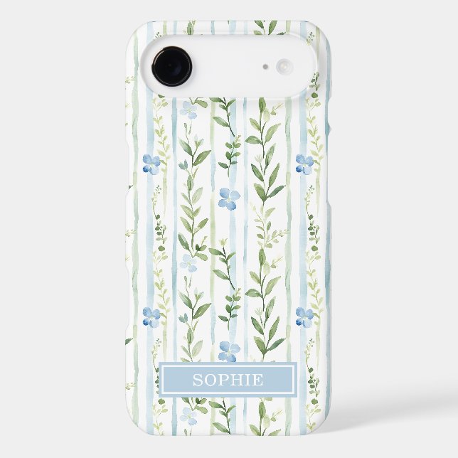 Blue Striped Floral Personalized (Back)