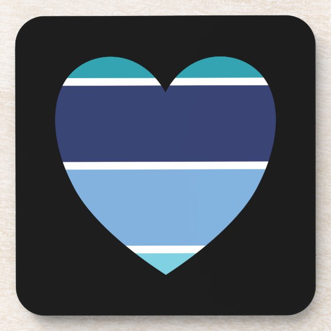 Blue Striped Heart Coaster (Front)
