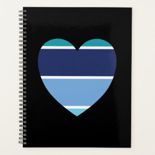 Blue Striped Heart Planner