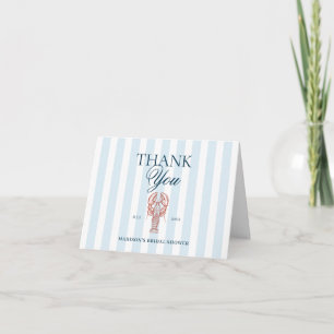 Blue Striped Lobster Theme Bridal Shower Thank You Card