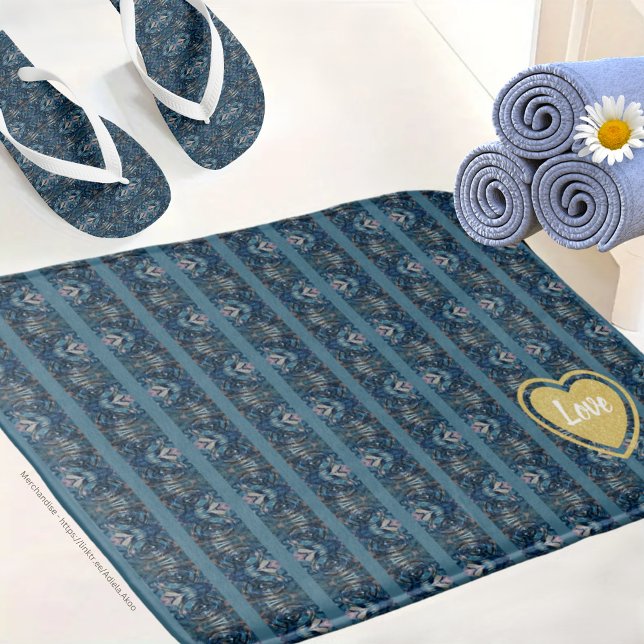 Blue Striped LOVE Bath Mat (Blue Stripe Math Mat & Flip-flops by Poet Adiela Akoo. Browse my store for more gr8t finds & decor )