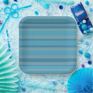 Blue striped monochromatic paper plate