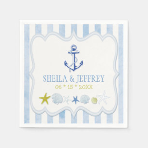 Blue Striped Nautical Wedding Napkin
