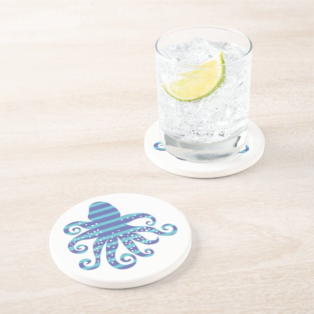 Blue Striped Octopus Coaster (Side)