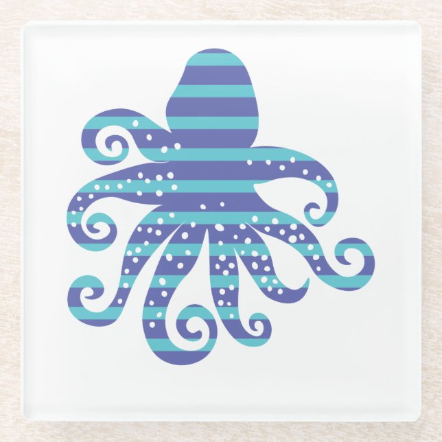 Blue Striped Octopus Coaster (Front)
