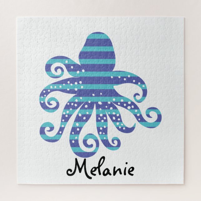 Blue Striped Octopus Jigsaw Puzzle (Vertical)