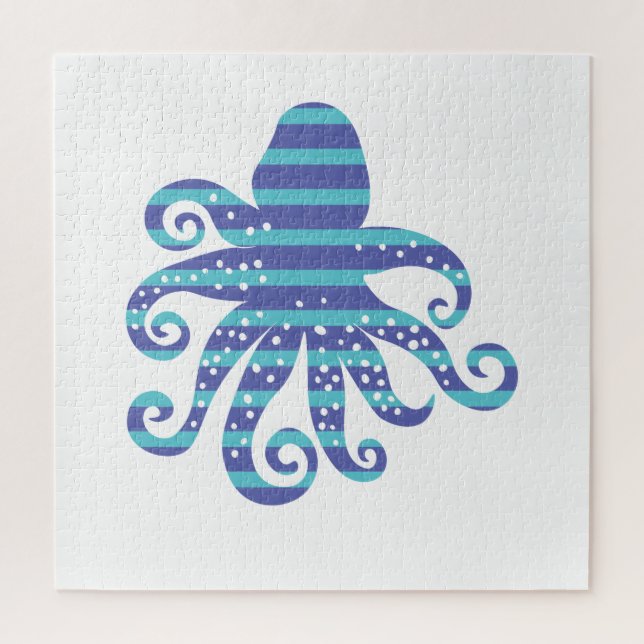 Blue Striped Octopus Jigsaw Puzzle (Vertical)