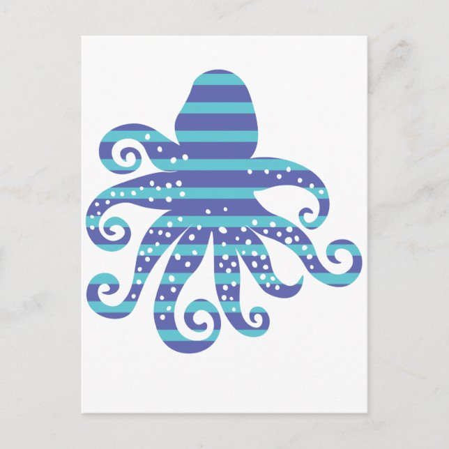 Blue Striped Octopus Postcard (Front)