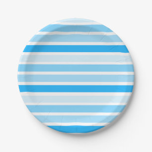 Blue Striped Paper Plates