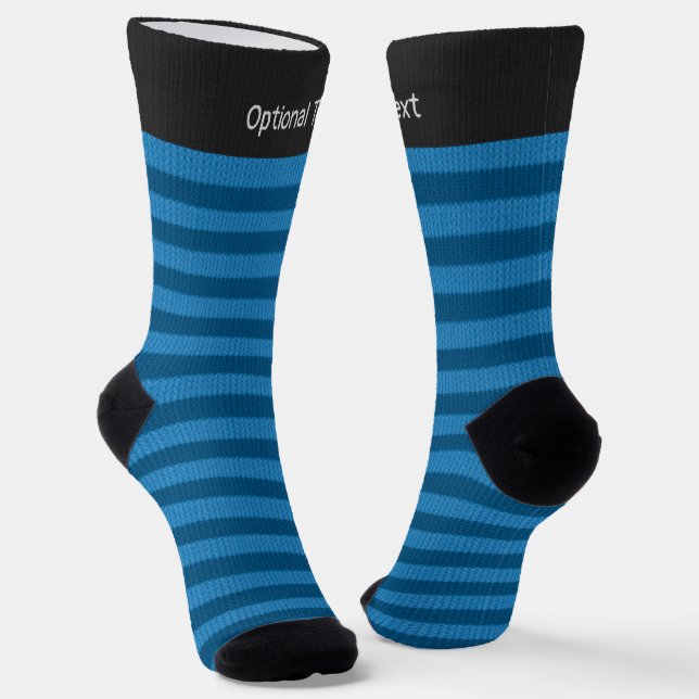 Blue Striped Pattern - Knitted effect - your name Socks (Angled)