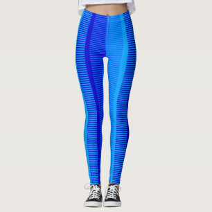 Blue Striped Pattern Leggings