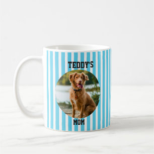 Blue Striped Personalized Dog Mum Coffee Mug