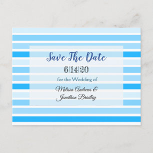 Blue Striped Save the Date Postcard