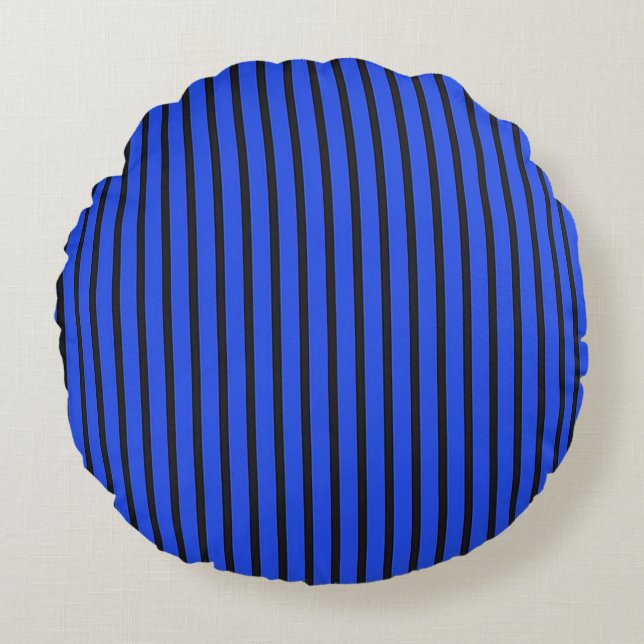 Blue Striped texture Round Pillow (Front)