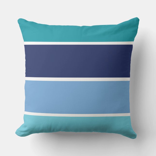 Blue Striped Throw Pillow (Front)