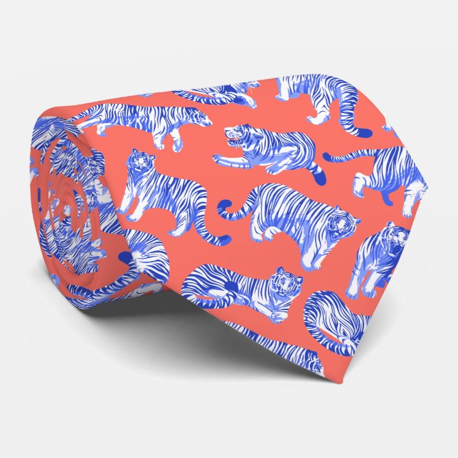 Blue-striped tigers tie (Rolled)
