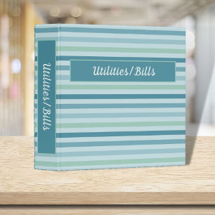 Blue Striped Utilities and Bills Organizer Binder