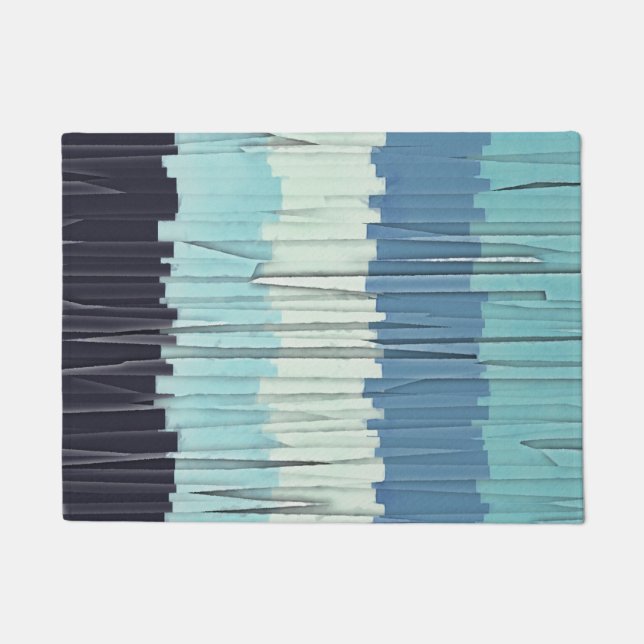 Blue Stripes Abstract Doormat (Front)