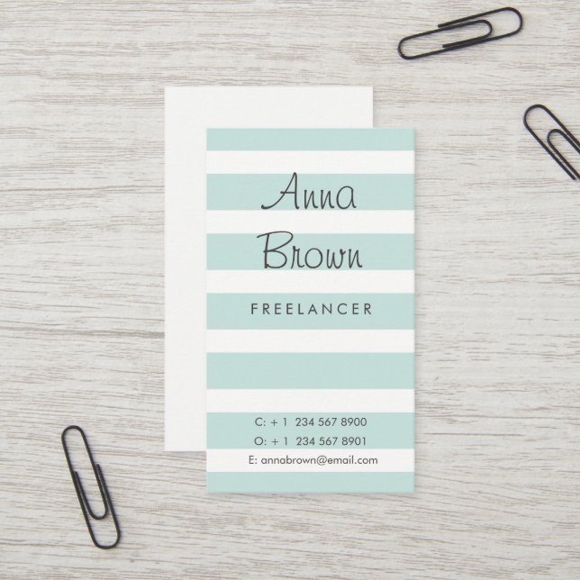 Blue Stripes and Wreath Business Card (Front/Back In Situ)